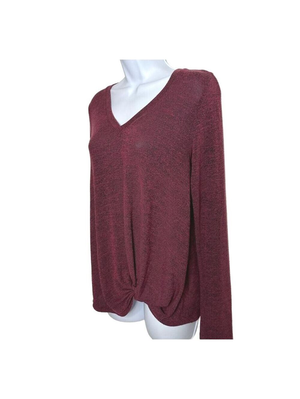 Anthropologie Sunday in Brooklyn Twist Front V-Neck Top XS Maroon Boho